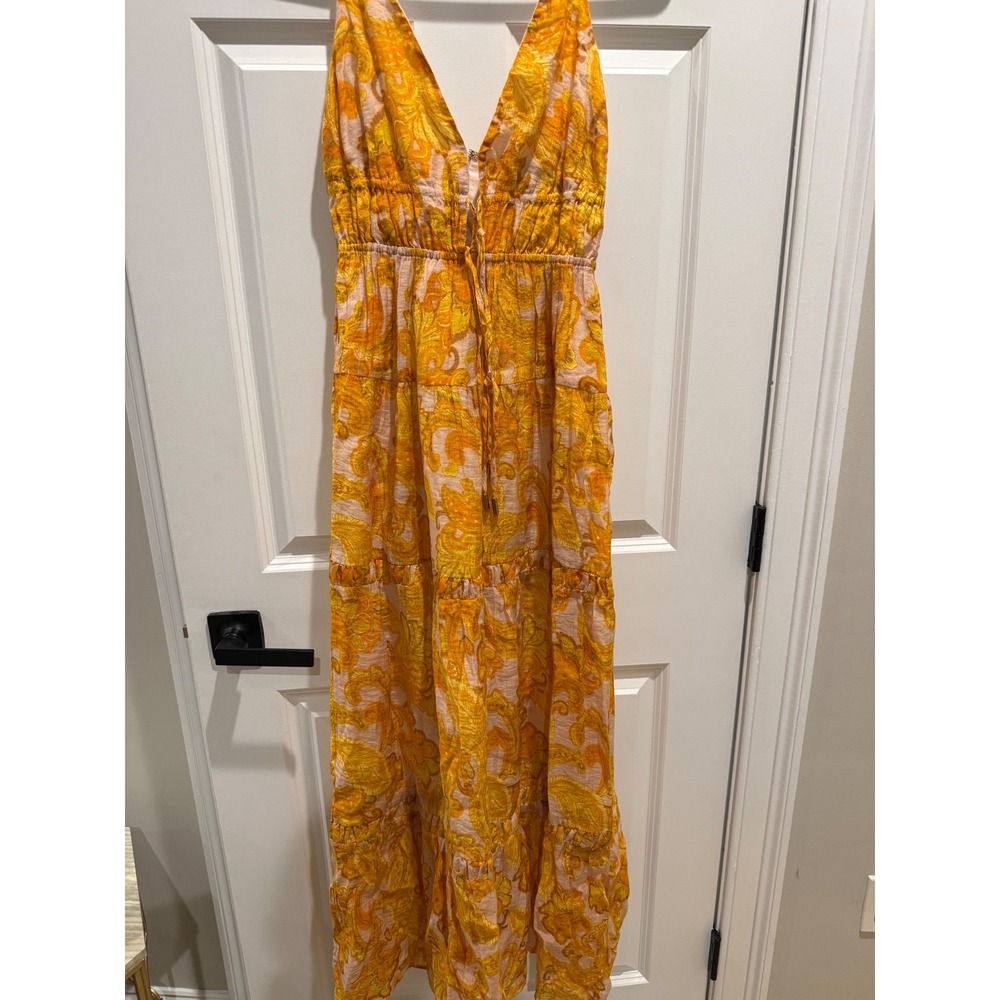 Minkpink Yellow Paisley Tiered Maxi Dress V-Neck Boho Summer Small NWOT - Picture 5 of 7
